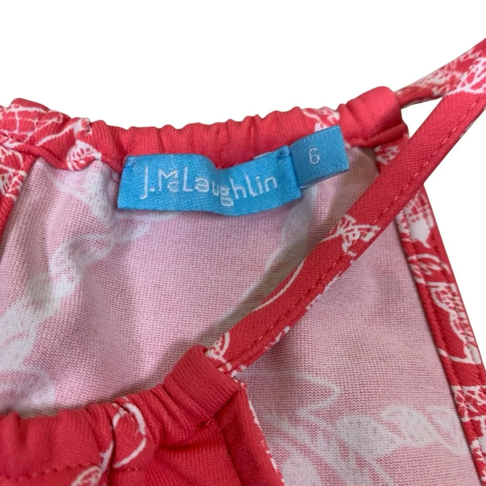 J McLaughlin Red Nautical Anchor Print‎ Shift Dress Halter Tie Back Girl's 6